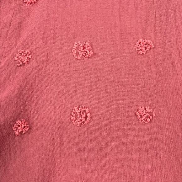 B Textured Dot Blouse Top Short Sleeve V Neck Bohemian Dusty Rose Size XL - Picture 3 of 8